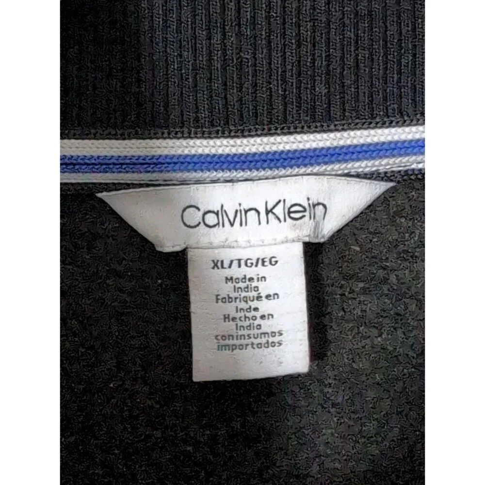 Calvin Klein Full Zip Jacket Mens XL Black Gray Fleece Lined Casual Everyday‎